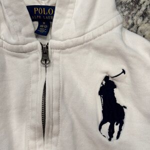 Polo by Ralph Lauren White Zip Hoodie with Navy Polo Player
